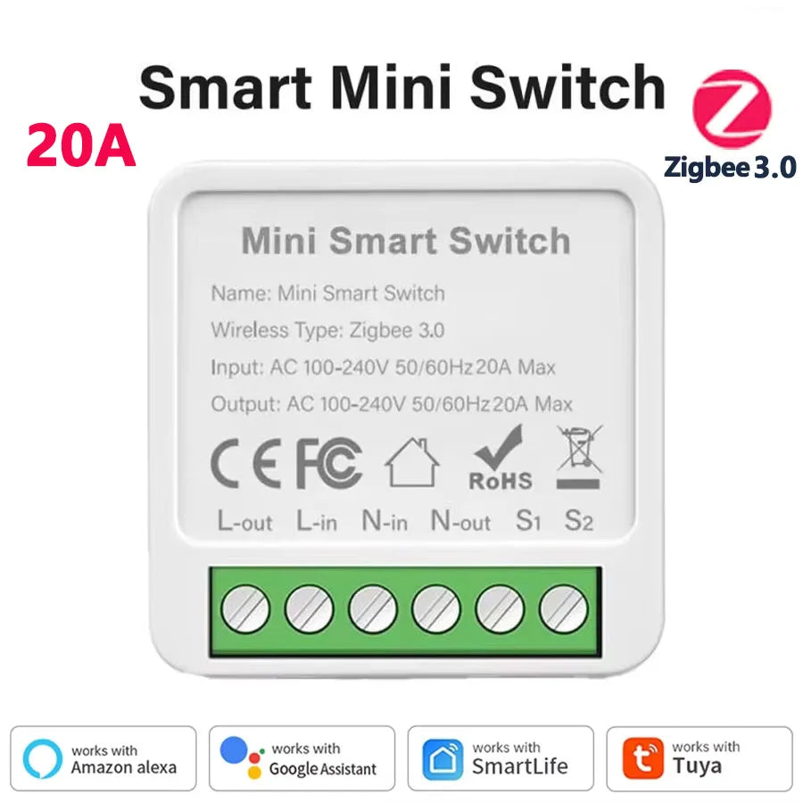 Smart WiFi/Zigbee 16A–20A Switch Module | Tuya & Alexa