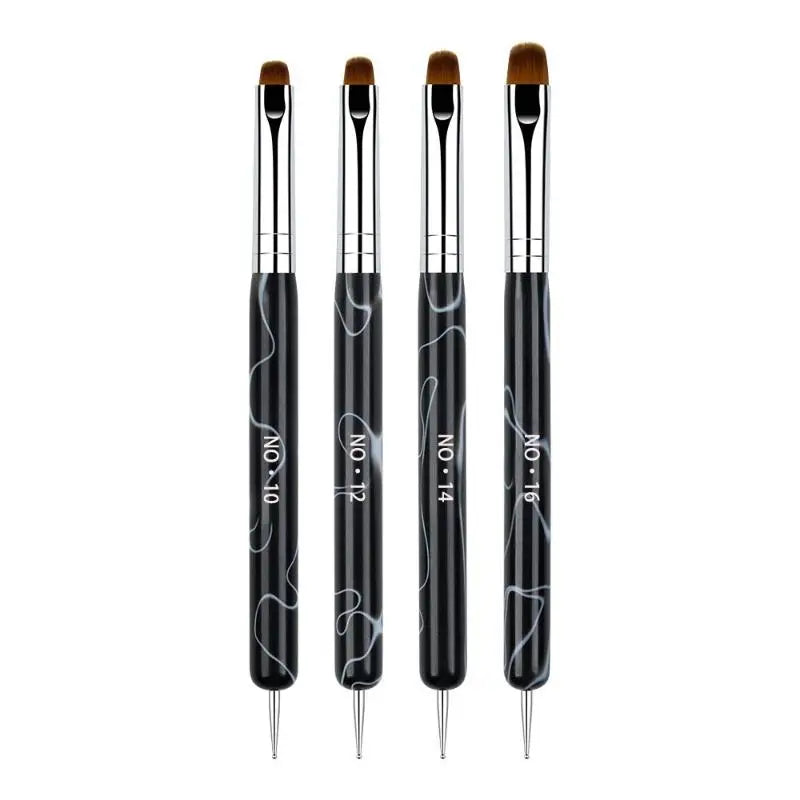 Dual-End Nail Art Brush & Dotting Pen Set – 4 Pcs Acrylic