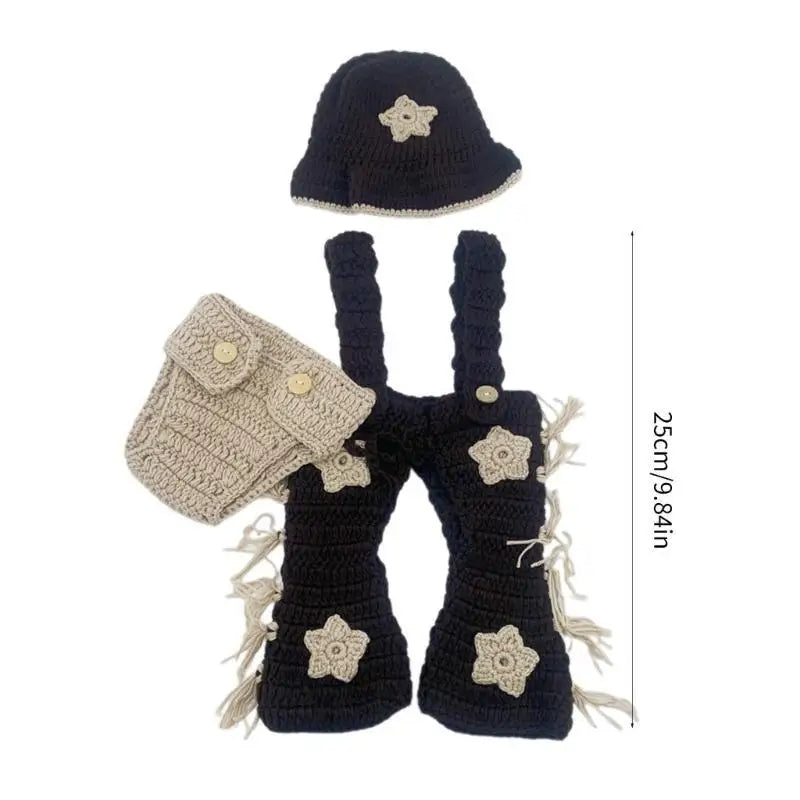 Newborn Crochet Photography Outfit – Hat, Pants & Diaper Set