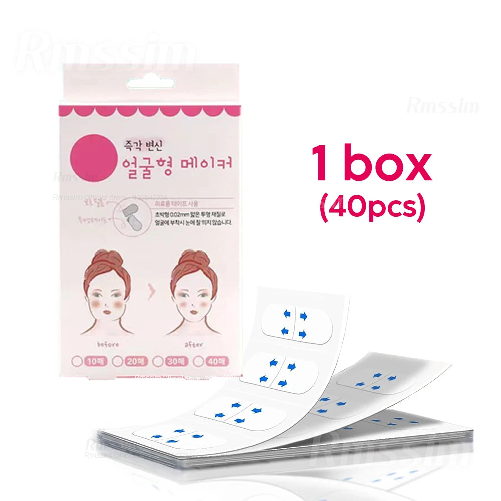 40-120PCS V-Shape Face Wrinkle Sagging Skin Adhesive Tape Lifting Face Stickers Invisible Transparent Thin Face Patche Lift Tool Peaceful Pleasures Health and Wellness 40Pcs with box