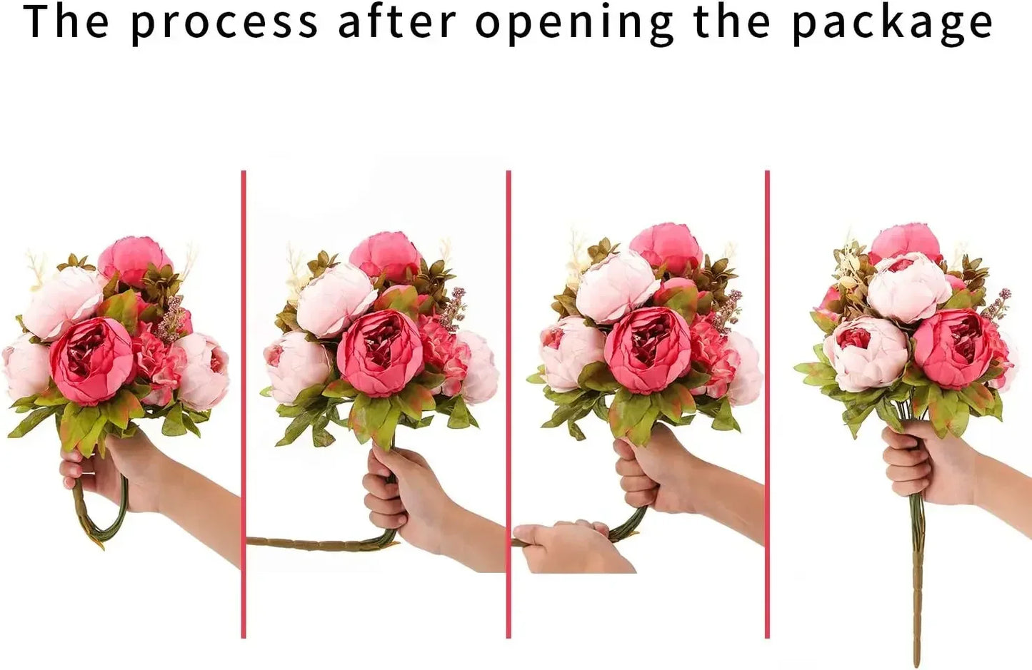 Silk Peony Artificial Flower Bouquet | 13 Stems Wedding Décor