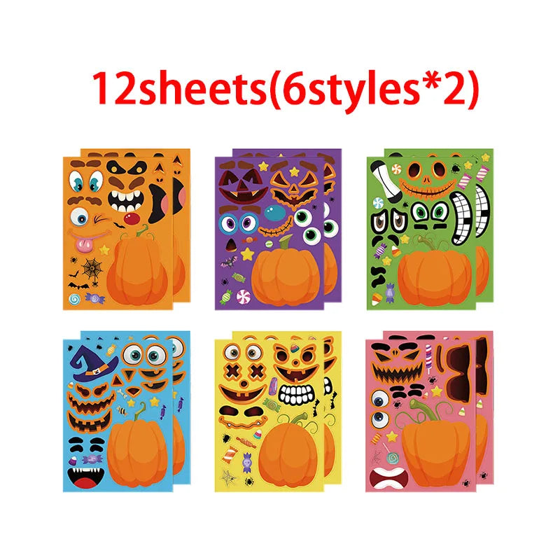 Funny Make Pumpkin Stickers Kids Toddlers 14 Different Designs Face