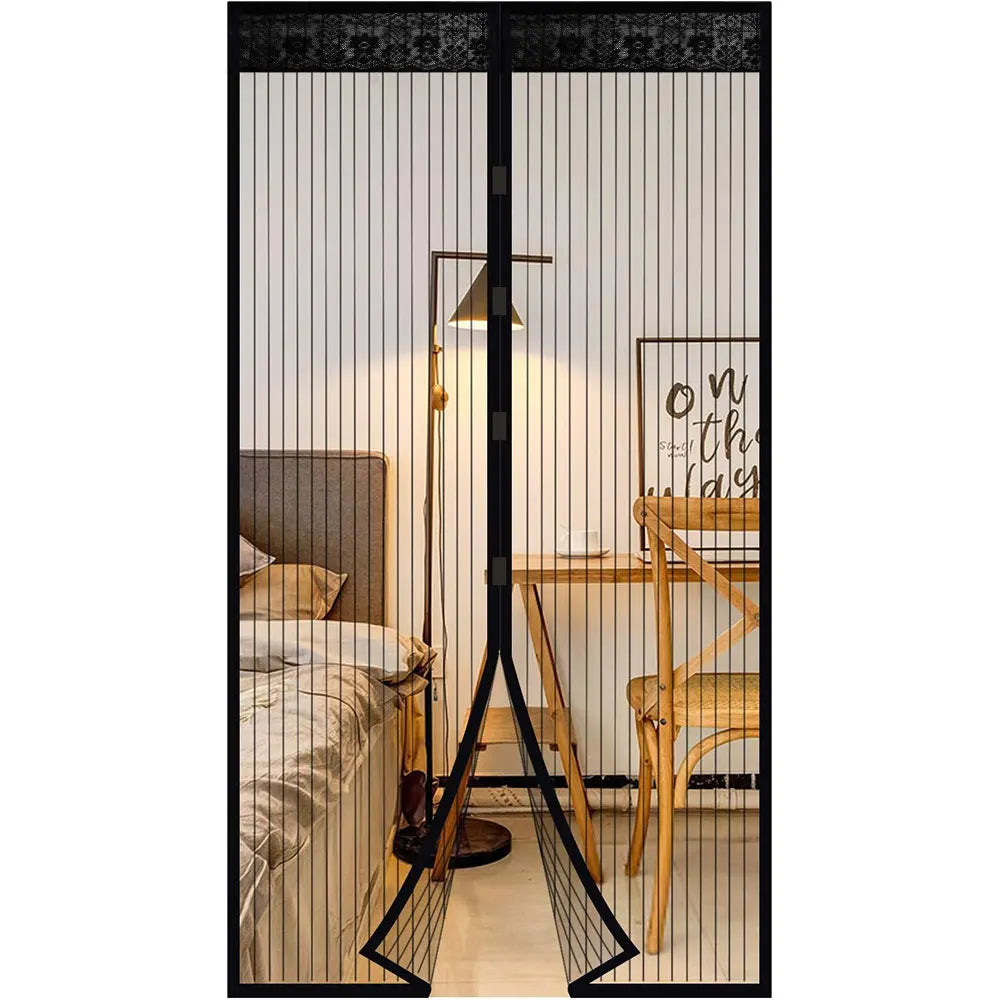 Magnetic Screen Door Anti Mosquito Mesh Curtain Net Keeps Bug Out Hands Free Partition Mute Striped Bedroom Door Ventilation Peaceful Pleasures Health and Wellness A Type black
