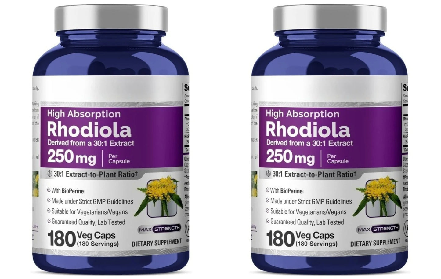 Rhodiola Rosea 250mg Capsules – Energy & Mood | 180 Veg Caps