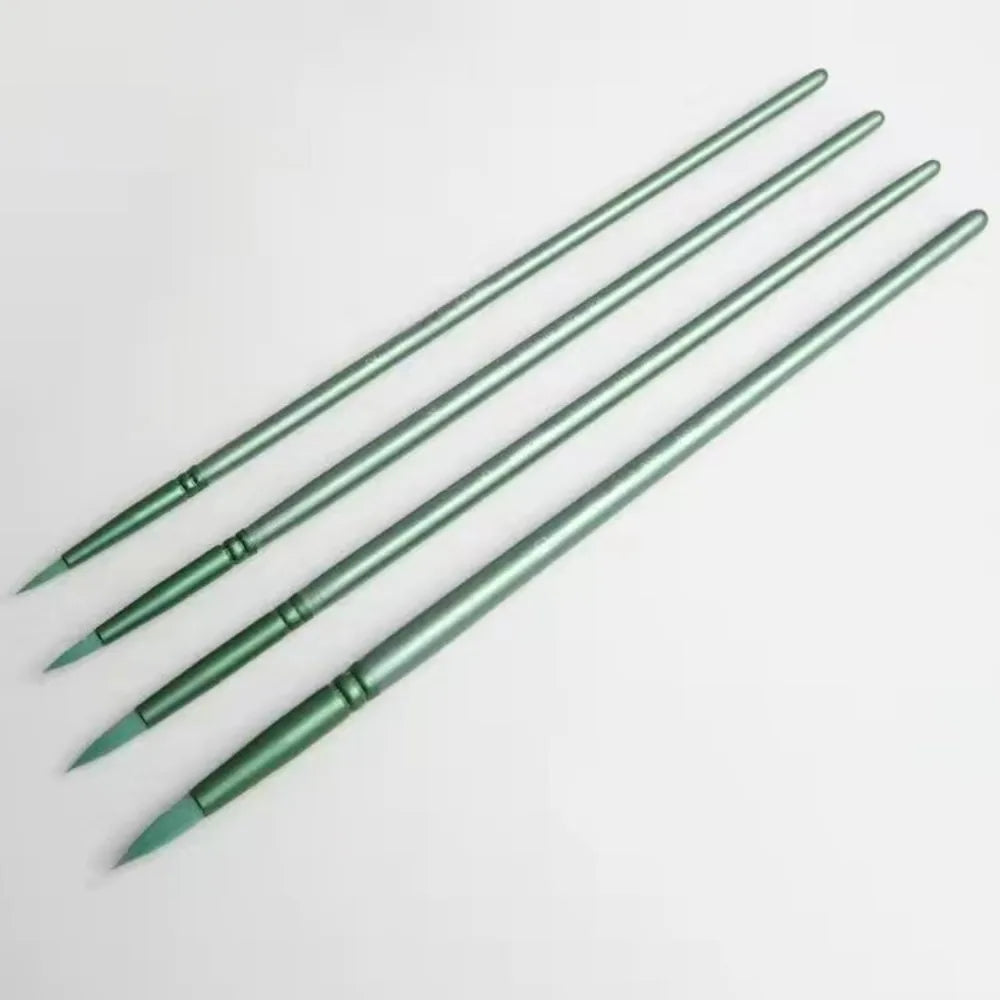 4/6pcs soft hair Painting Brush Set Different Shape Nylon Watercolor Drawing Brushes Professional Wooden Handle Peaceful Pleasures Health and Wellness 4pcs Green