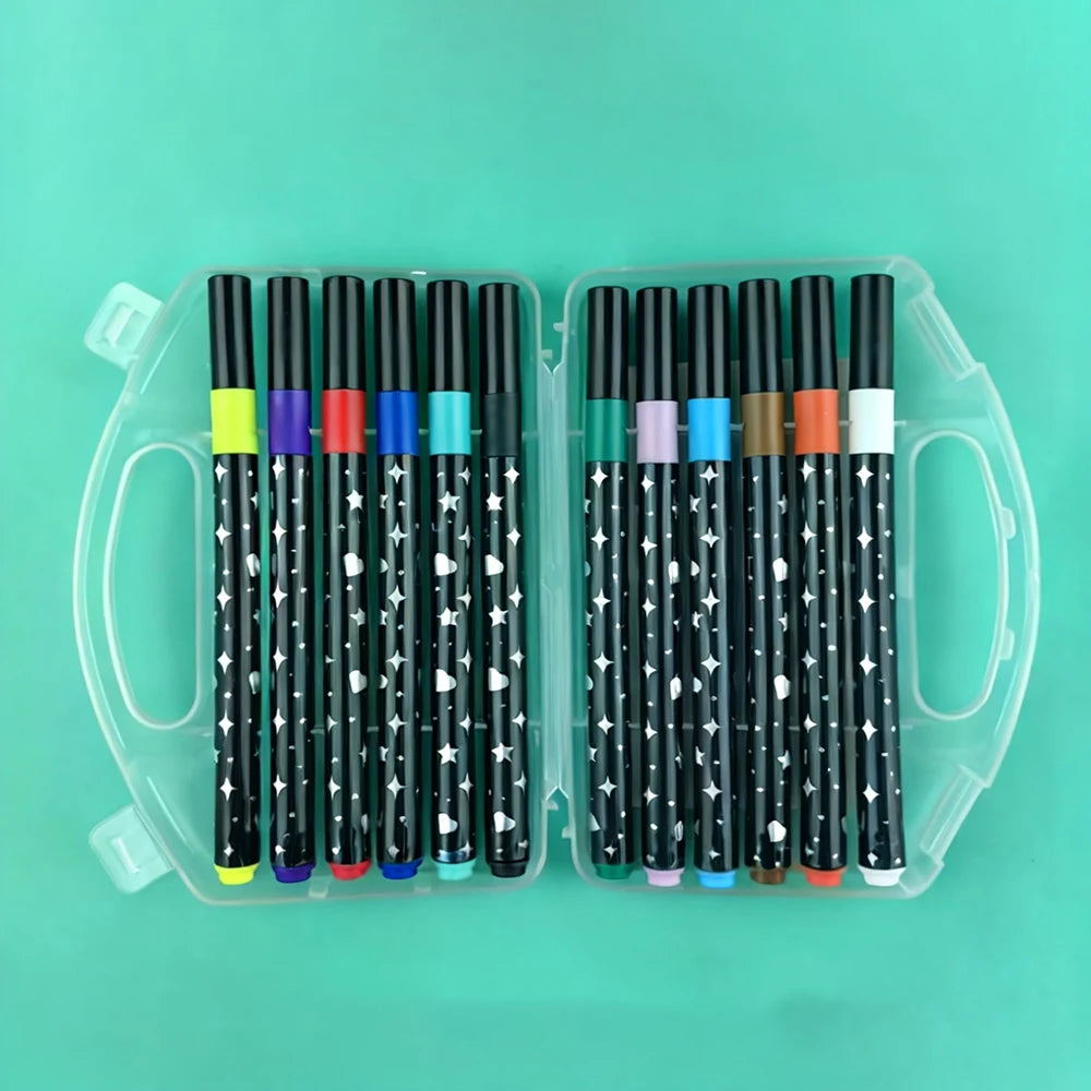 24-Color Glitter Markers Set | Metallic Water-Based Glitter Pens