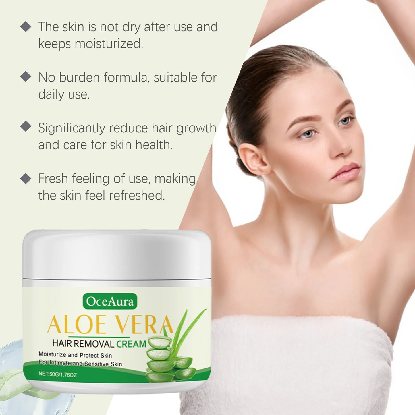 OceAura Aloe Vera Hair Removal Cream | Gentle Depilatory