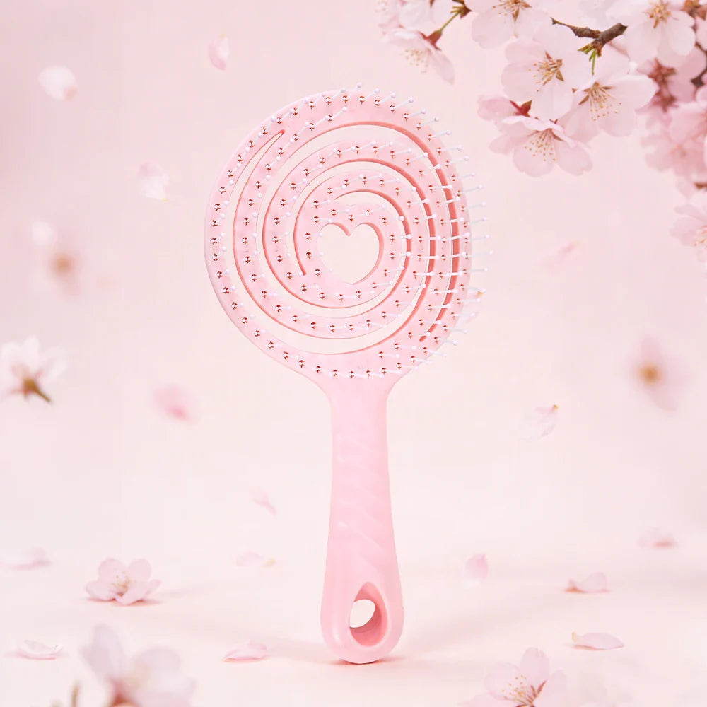 Sakura Pink Hair Brush Set – Round, Spiral & Paddle Brush