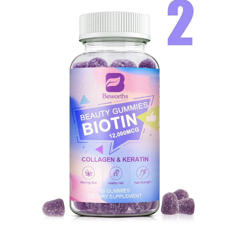 Collagen Biotin Gummies – Hair, Skin & Nail Support Peaceful Pleasures Health and Wellness 2bottles United States