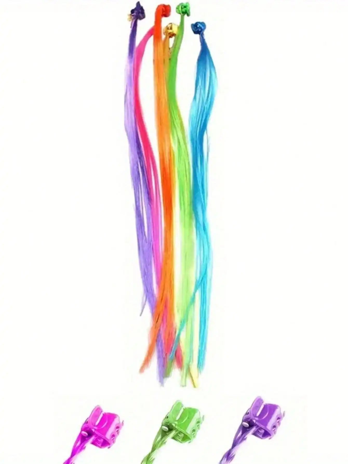 18-Piece Kids Colorful Hair Extensions with Bobby Pins Hair Extension Peaceful Pleasures Health and Wellness 6pcs
