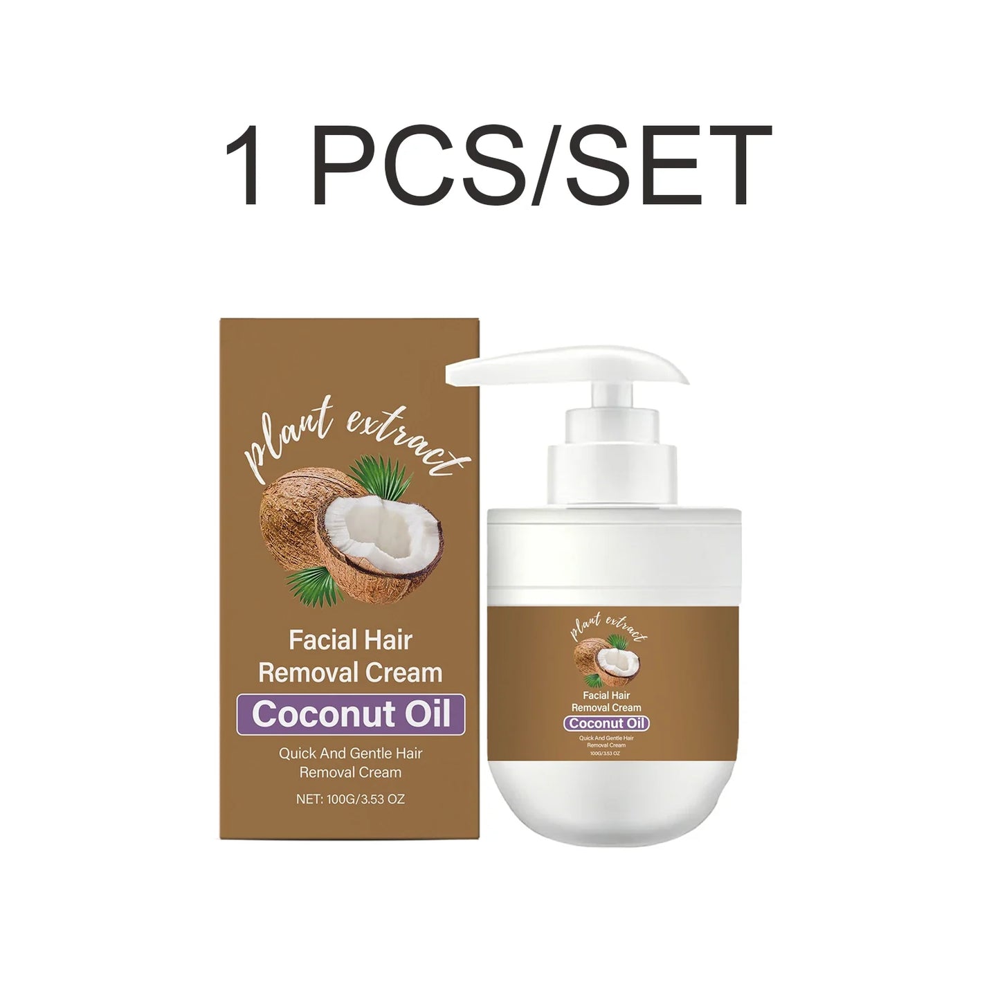 Coconut Oil Facial Hair Removal Cream – Gentle & Nourishing 100g