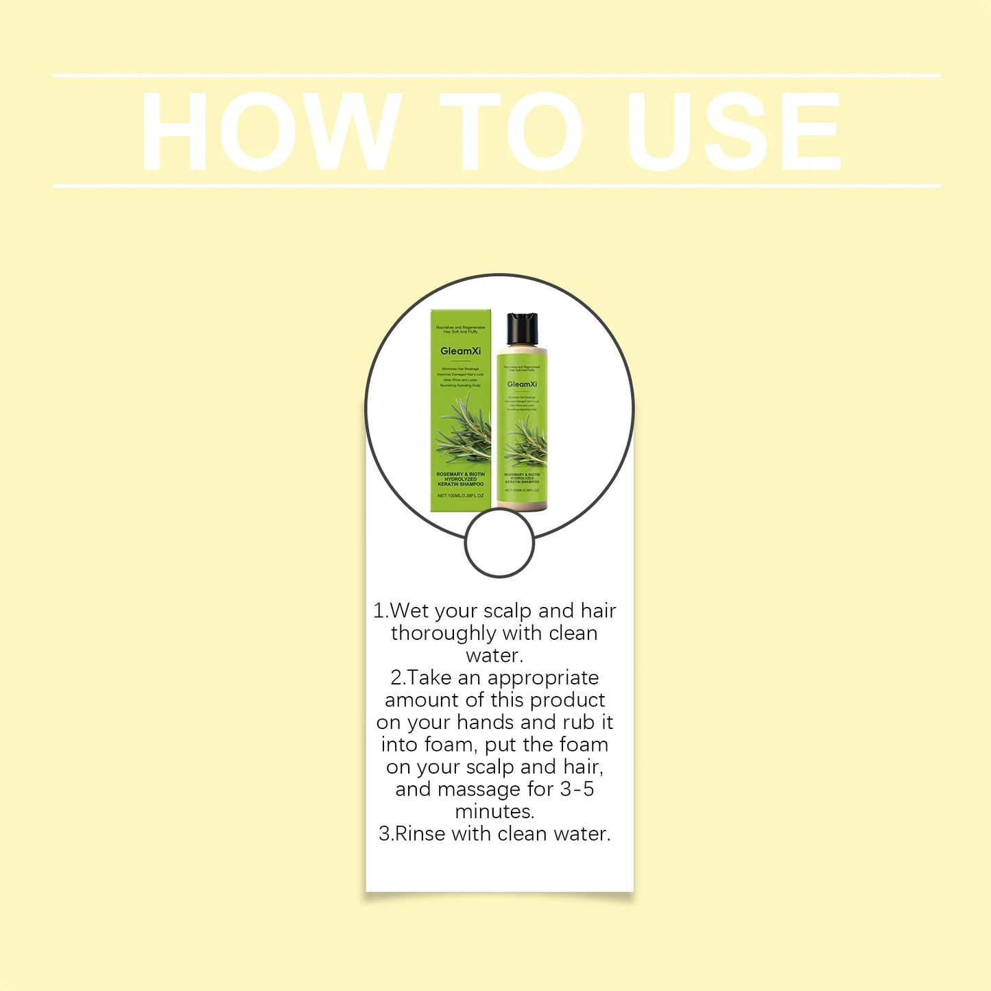 Gleamxi Rosemary Shampoo | Anti Hair Loss & Oil Control 100ml