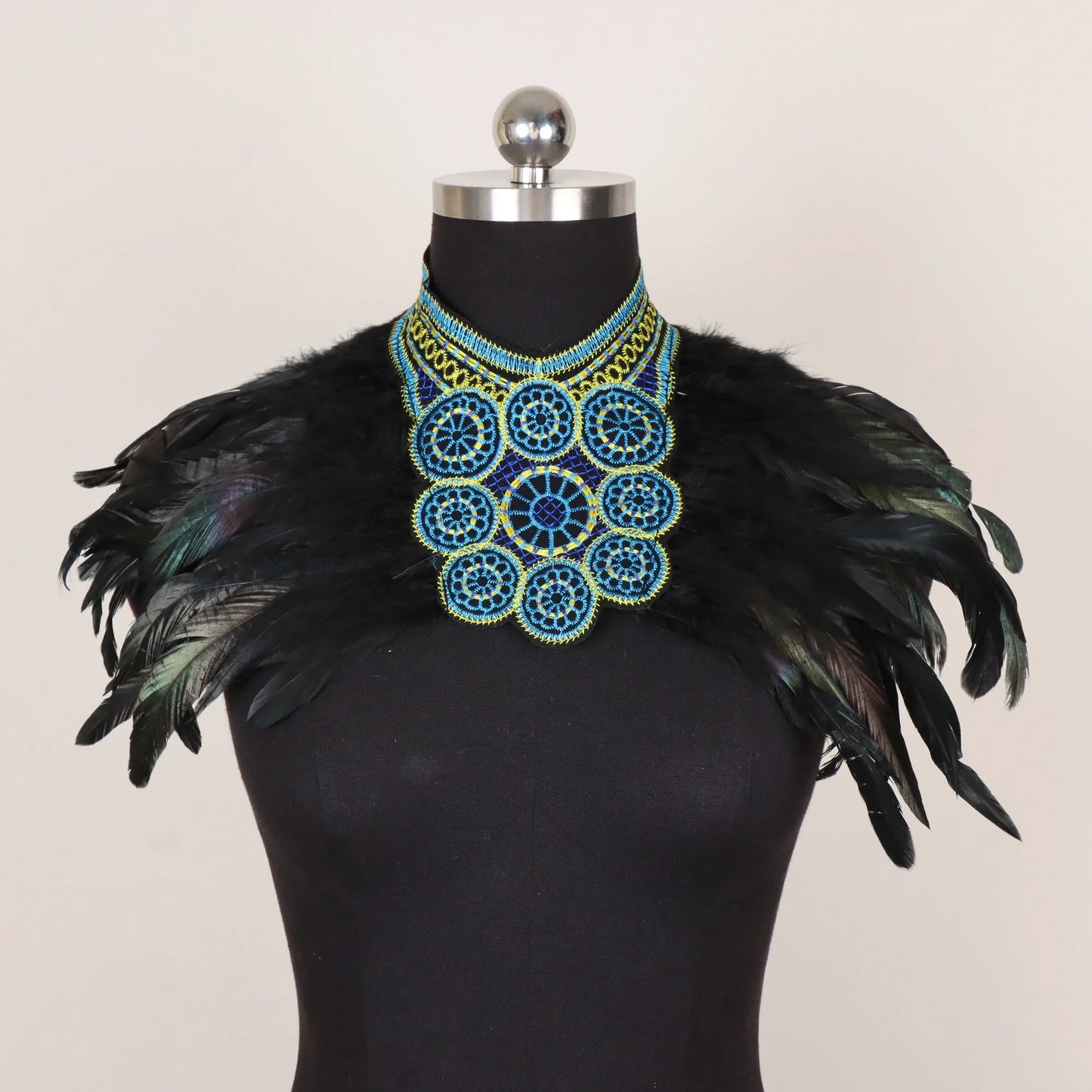 Cosplay Punk Goth Feather Collar Shoulder Women Lace Bolero Jacket