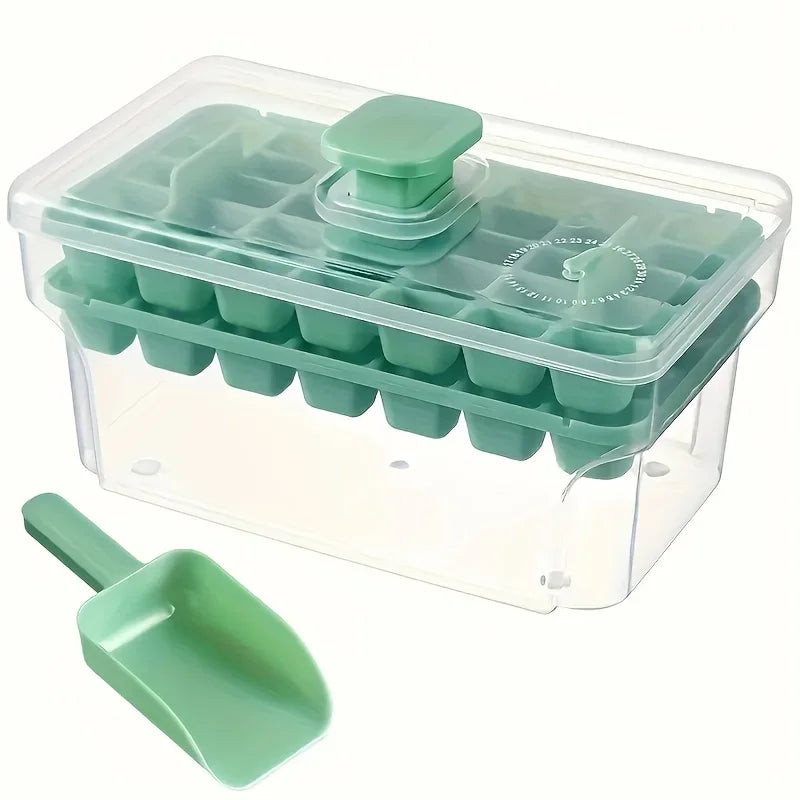 68-Grid Ice Cube Tray with Lid & Shovel | Press & Pop Mold