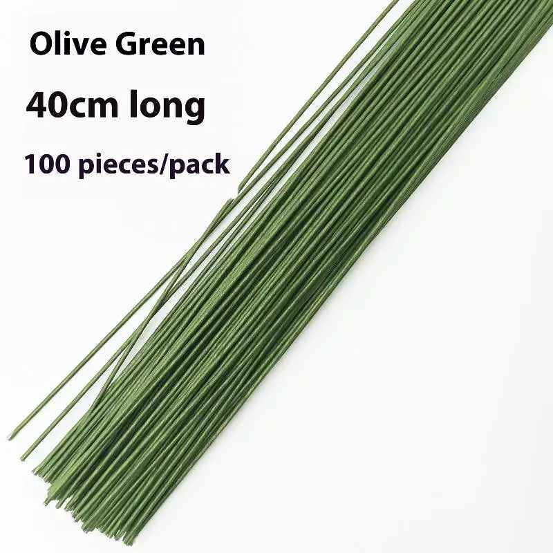 100Pcs Floral Wire Stems for DIY Wedding & Home Decor – 40cm