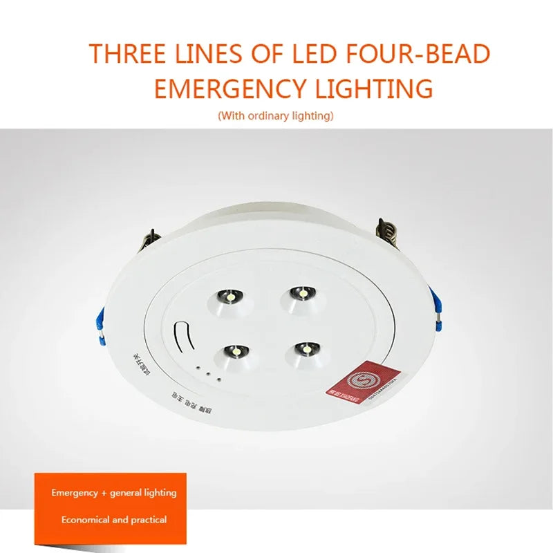 SHINEKNOT 4-LED Recessed Emergency Ceiling Downlight | 90 Min
