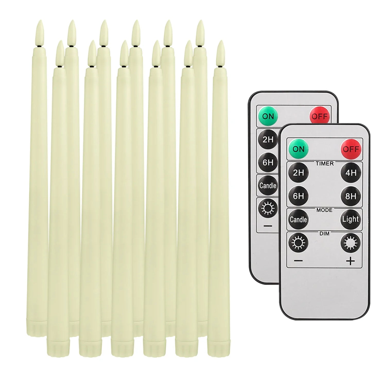 LED Flameless Taper Candles 12/24pcs Flickering with Remote 11" Battery Operated Ivory Candlesticks Christmas Home Wedding Decor Peaceful Pleasures Health and Wellness 12Pc Ivory
