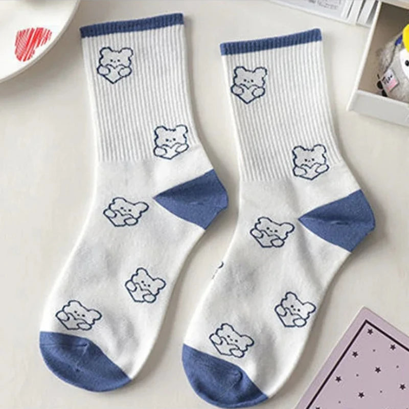 Women's Socks Warm Socks In Autumn and Winter Blue Socks Students High-top Striped Checkered Sports Stockings Peaceful Pleasures Health and Wellness 7 One size