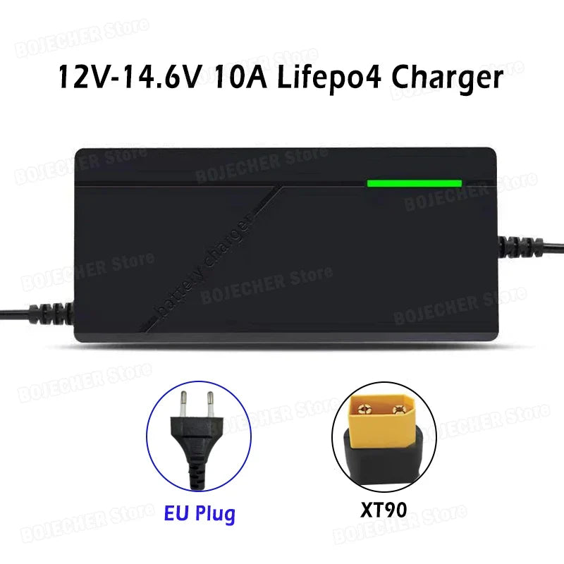 12V 10A Smart LiFePO4 Battery Charger 14.6V 4S AC110-240V