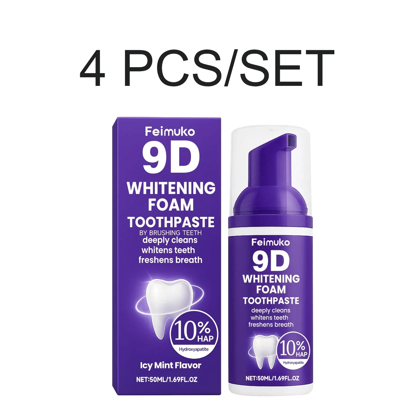 9D Whitening Foam Toothpaste | 10% Hydroxyapatite | 50ml