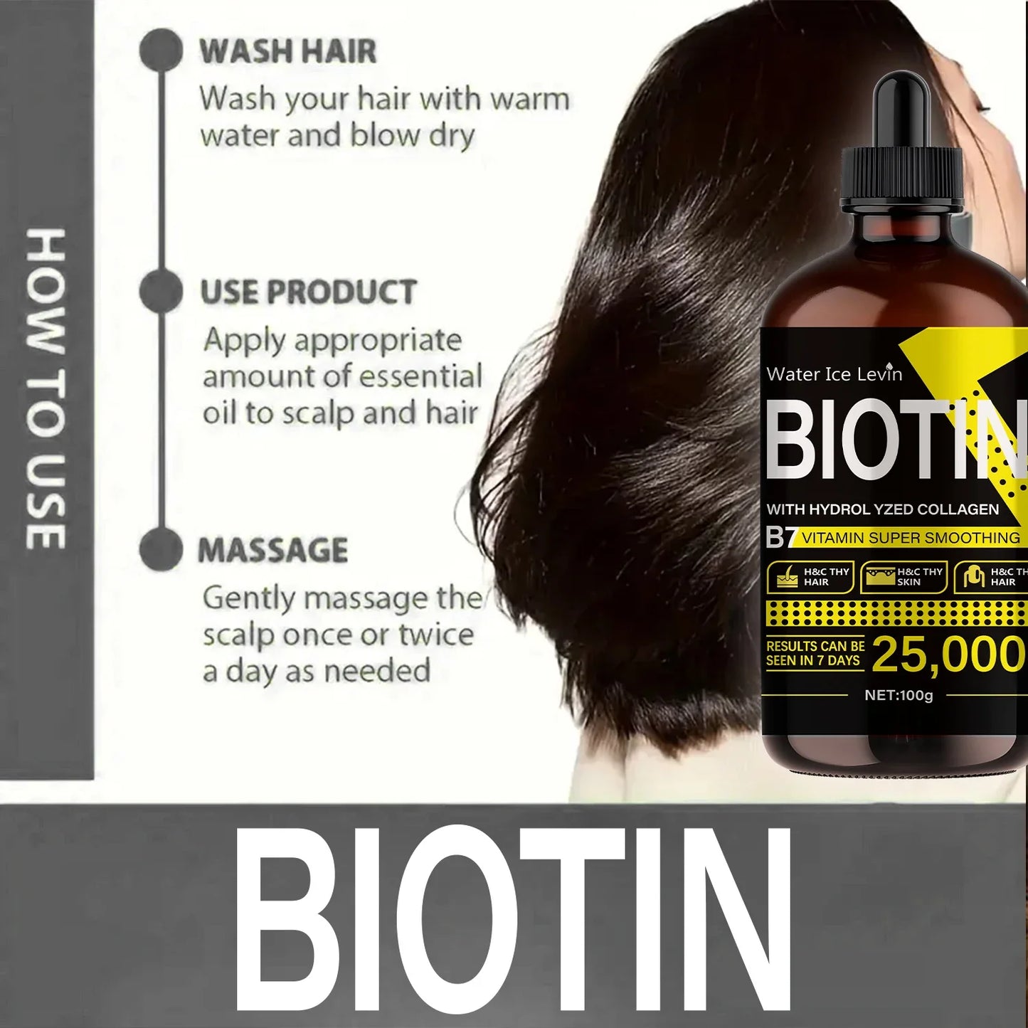 Biotin Hair Oil with Collagen & Vitamin E – Shine & Nourish