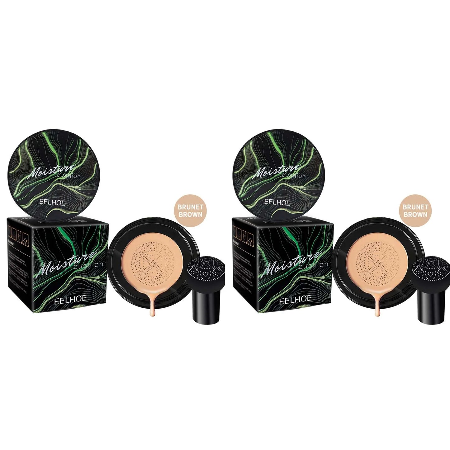 Mushroom Head Air Cushion BB Cream – Foundation & Concealer Peaceful Pleasures Health and Wellness 2Pcs Brunet Brown