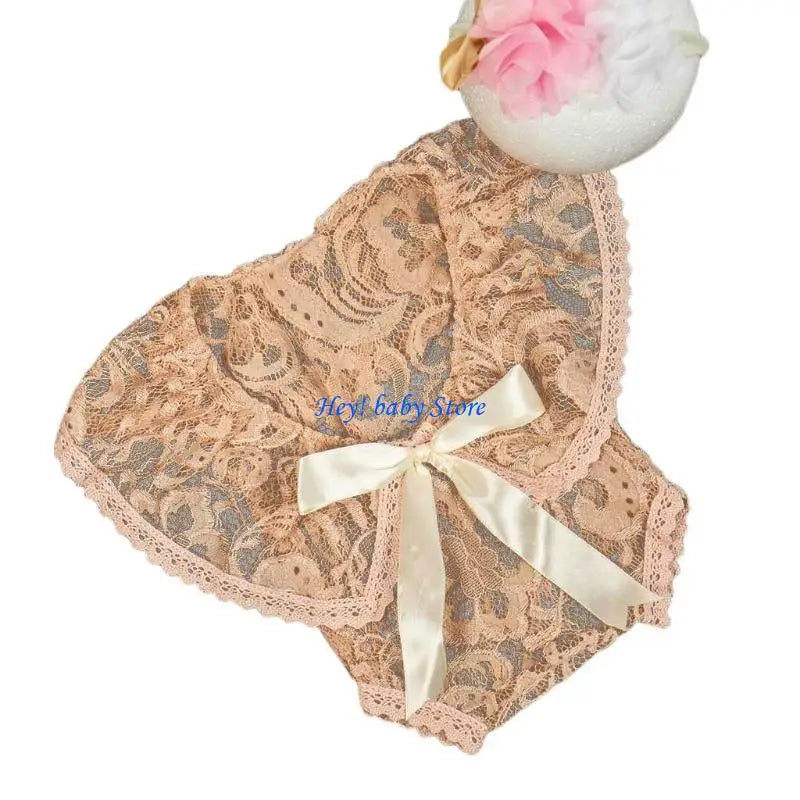 Newborn Photography Props – Lace Romper & Headband Bow 0-1M