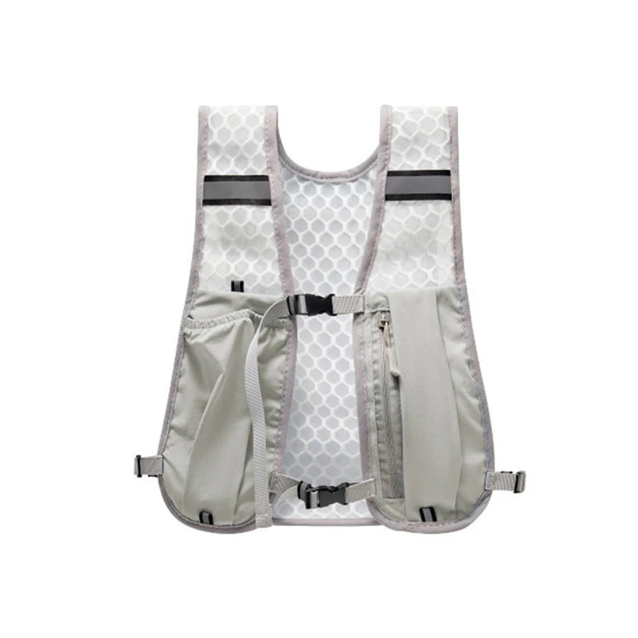 New Running Water Bottle Storage Vest Lightweight Running Vest Reflective Hydration Water Chest Pack With Phone Holder Peaceful Pleasures Health and Wellness Grey