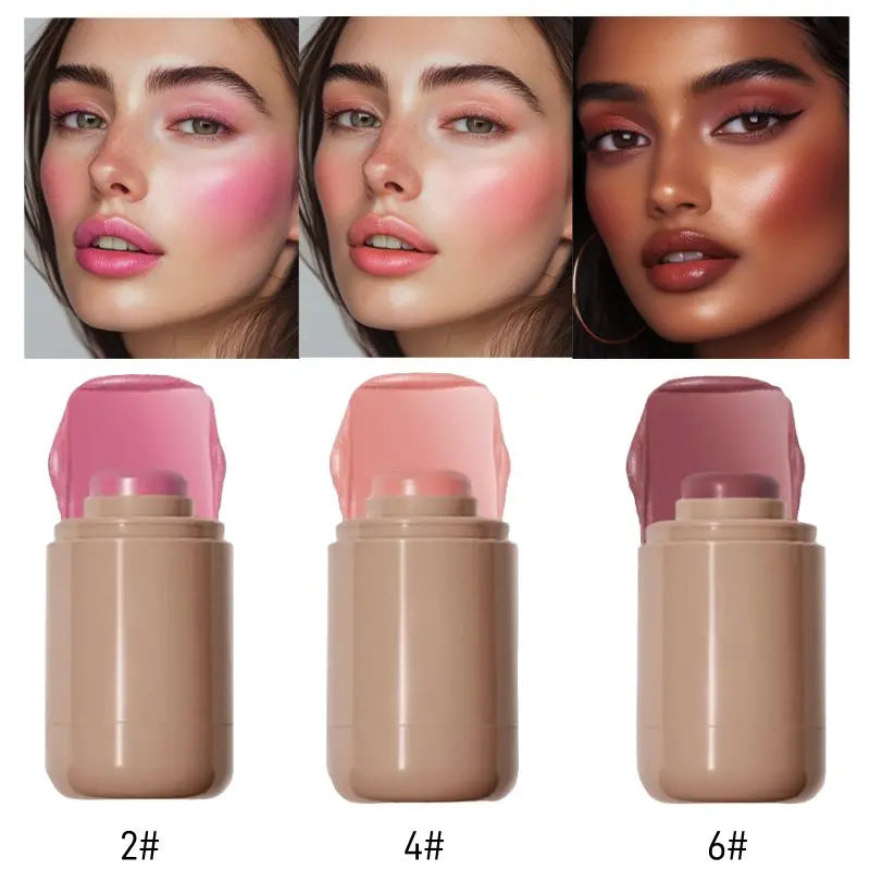 Lakerain 3in1 Cheek Lip Tinted Moistured Blush Stick Waterproof Easy Color Rouge Silky Smooth Blusher Cream Matte Contour Makeup Peaceful Pleasures Health and Wellness Transparent