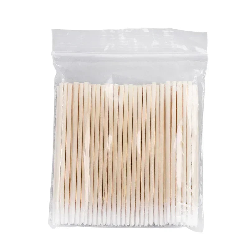 Short Wood Handle Small Pointed Tip Cotton, 100 PCS per pack, Dedicated for Semi Permanent Eyebrow Tattoo Beauty Makeup Color Peaceful Pleasures Health and Wellness