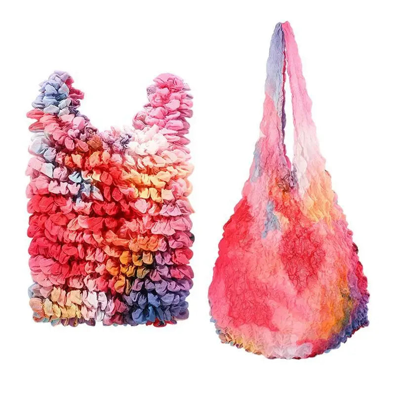 Pleated Foldable Shopping Bag – Large Capacity Stretch Handbag