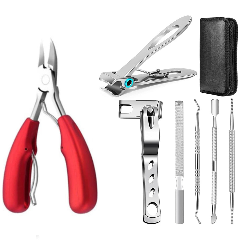 1/5/6/7PCS Ingrown Toenail Clipper Set, Heavy Duty Beak Nail Cutter, Slant Edge Nail Trimmer for Thick Nails Pedicure Tool Nails Peaceful Pleasures Health and Wellness 7PCS black 1