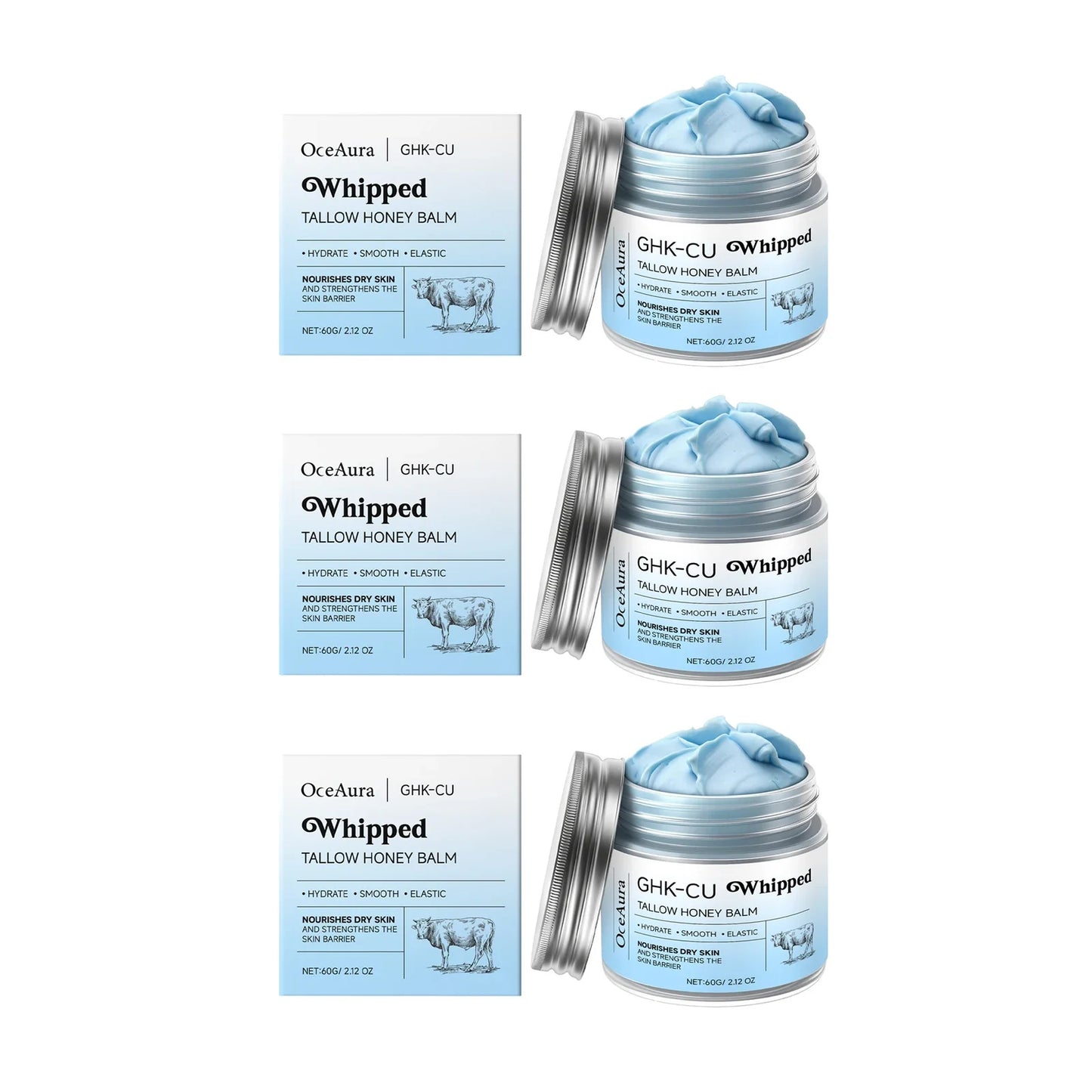 GHK-CU Whipped Beef Tallow Honey Balm – Deep Hydration Cream