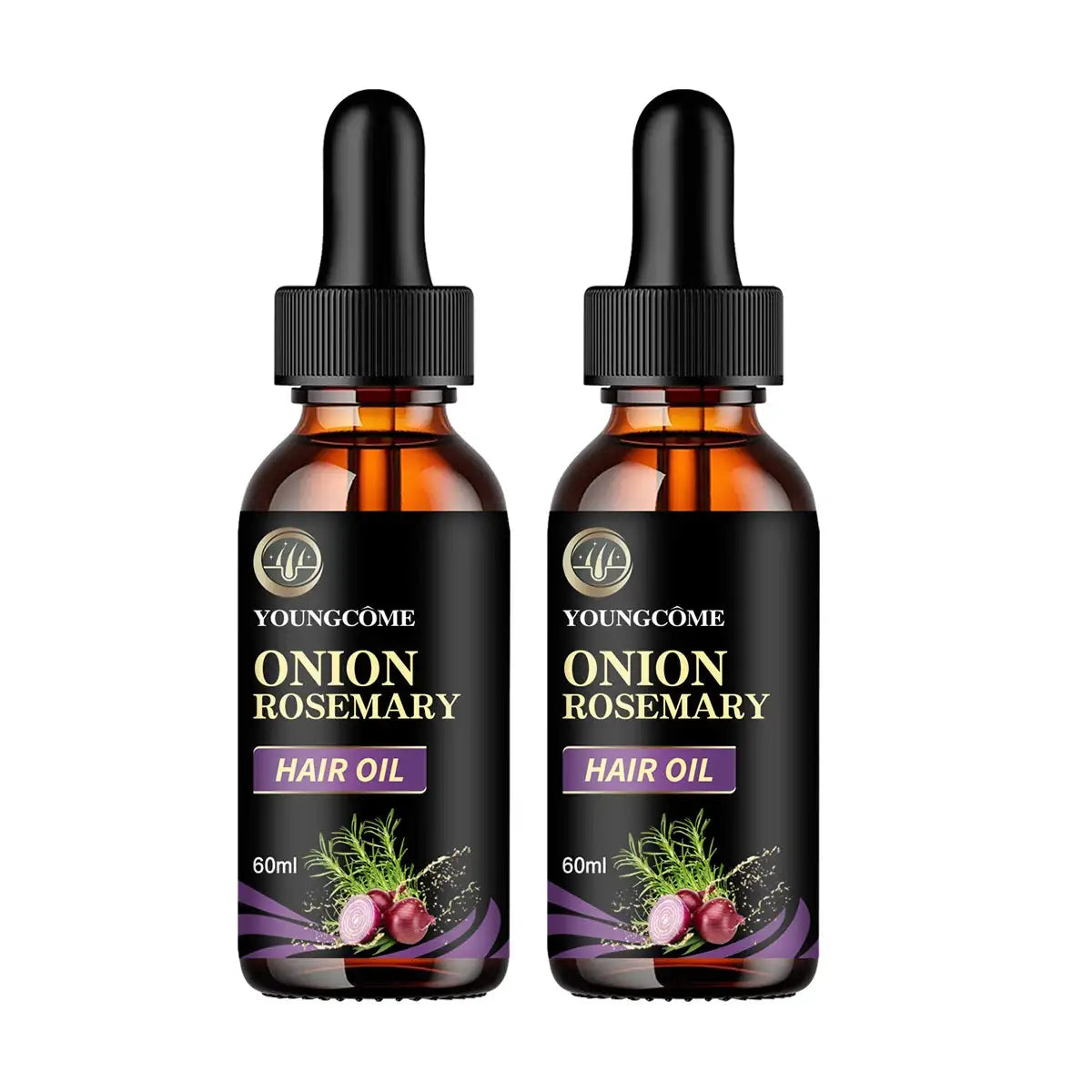 Onion & Rosemary Hair Growth Essential Oil – 2-Pack Peaceful Pleasures Health and Wellness 60ml-2PCS
