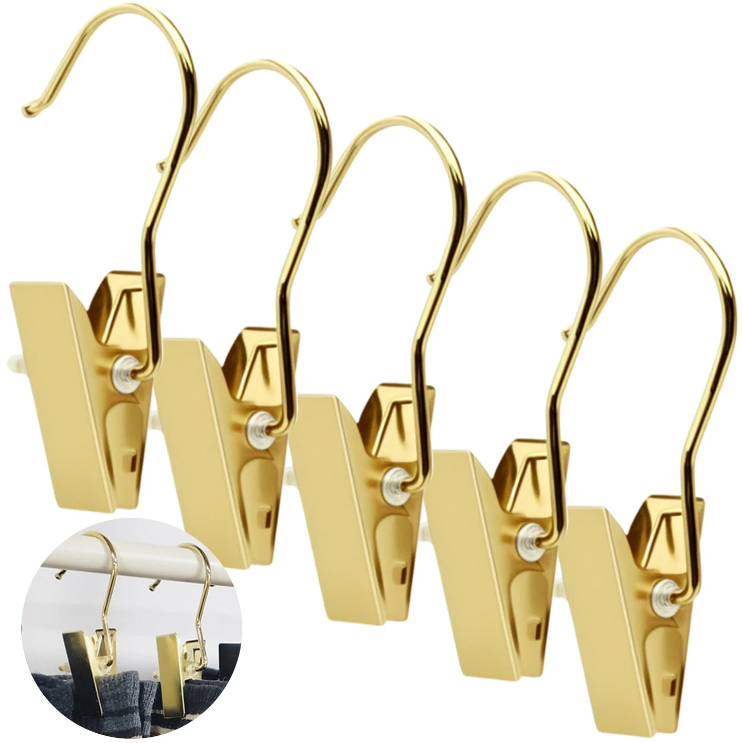 Hanging Clothes Pins Hooks Sturdy Clip and Drip Laundry Clothespins for Home Kitchen Outdoor Trip Peaceful Pleasures Health and Wellness Gold