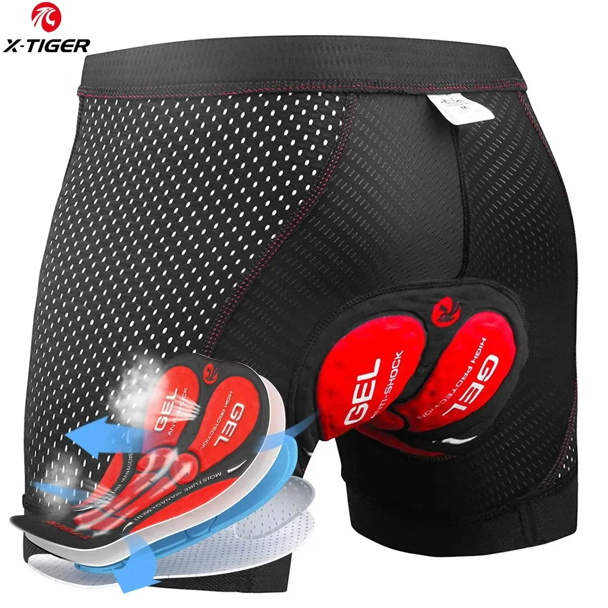 X-TIGER Men's 5D Gel Padded MTB Cycling Underwear Shorts