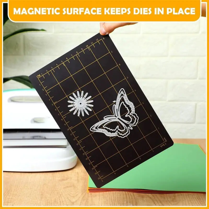 A36T-6Inchx8.9Inch Magnetic Spacers With Card Size Grid Cutter Accessories 0.8Mm Thick Black Embossing Machine Die Mats Peaceful Pleasures Health and Wellness
