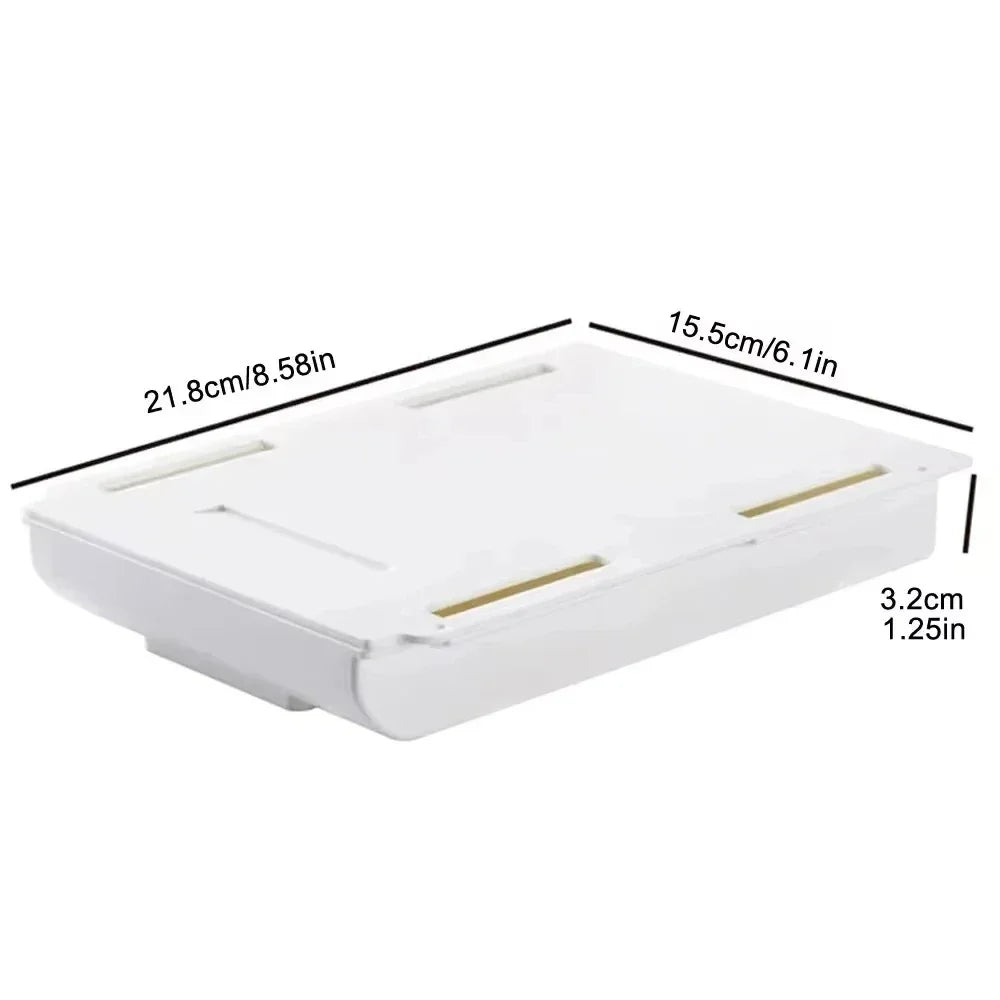 1/2pcs Hidden plastic drawer storage box, desktop no punching makeup brush organizing box, office stationery pasting storage box Peaceful Pleasures Health and Wellness WHITE