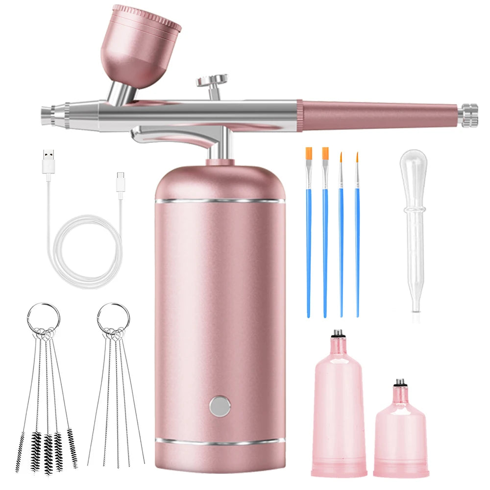 Airbrush with Compressor Mini Spray Gun for Painting Modeling Crafts Wireless Paint Spray Airbrush Painting Kit with Compressor Peaceful Pleasures Health and Wellness Pink