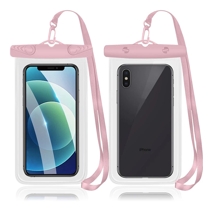 IPX8 waterproof bag phone armbands and pouches waterproof mobile case diving phone case underwater Smartphone pouch for swimming Peaceful Pleasures Health and Wellness Pink(7 inch)
