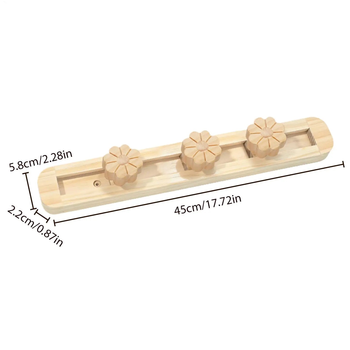 Wooden Wall Coat Rack with 3 Movable Hooks | Entryway Storage