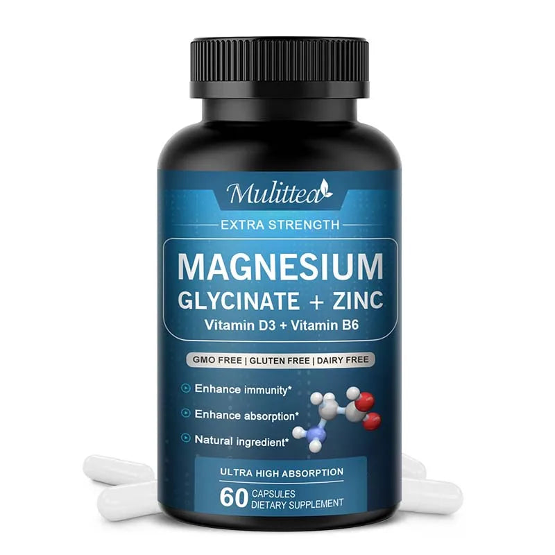 Magnesium Glycinate with Zinc, Vitamin D3 & B6 – 120 Capsules Peaceful Pleasures Health and Wellness 60pcs United States