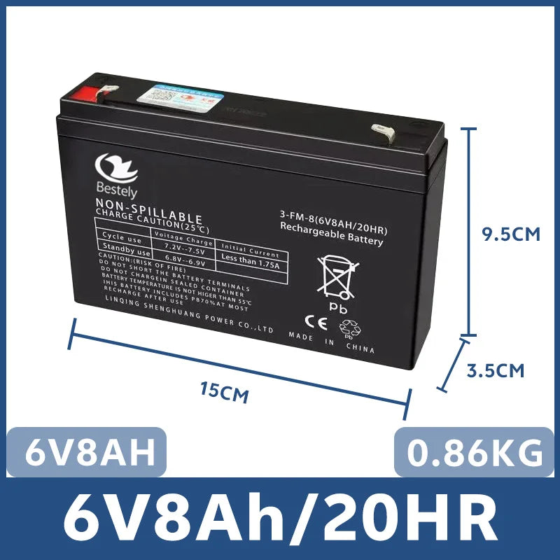 6V/12V Fit Toy Cars Rechargeable Battery for Kids' Electric Toys 5Ah/7Ah/8Ah/12Ah High Capacity, Motorcycles & Baby Strollers Peaceful Pleasures Health and Wellness 6V 8Ah Battery