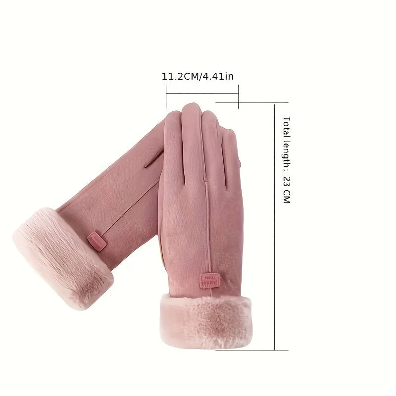 Women's Plush-Lined Touchscreen Winter Gloves – Warm & Stylish