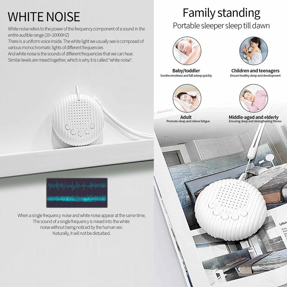 Portable Baby White Noise Sleep Machine | 10 Sounds, USB Charge