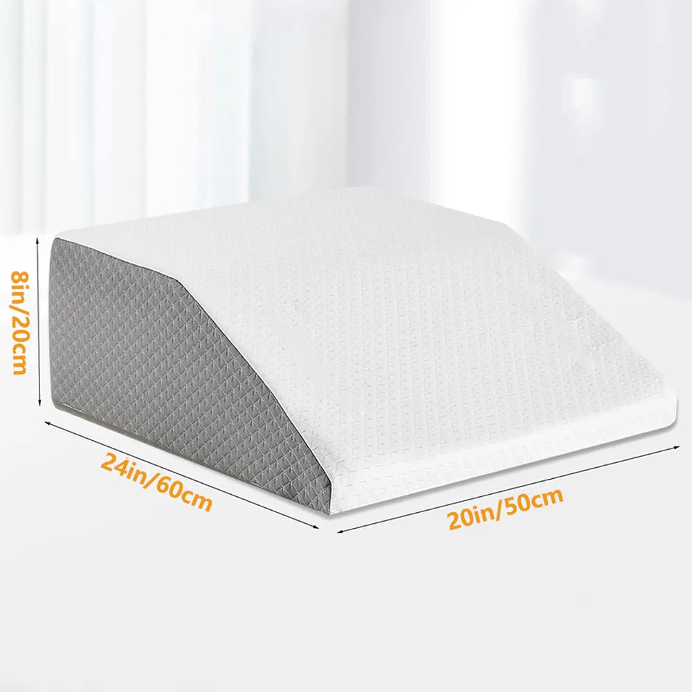 Leg Pillow, 8inch Leg Elevating Pillow for Legs,Rest, Sleeping,Leg Wedge Pillow for Side Sleeping, Memory Foam Leg Wedge Pillow Peaceful Pleasures Health and Wellness White-Gray