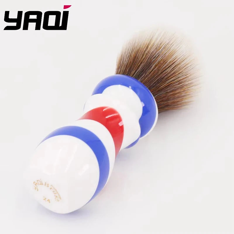 Yaqi High Quality 24MM New Barber Pole Style Brown Synthetic Knot Mens Wet Shaving Brush Retro Fashion Facial Shaving Care Tool Peaceful Pleasures Health and Wellness
