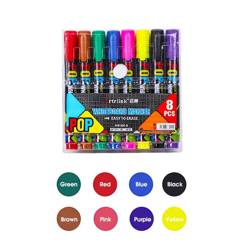 8/12 Color Erasable Whiteboard Marker Set – Refillable, Non-Toxic