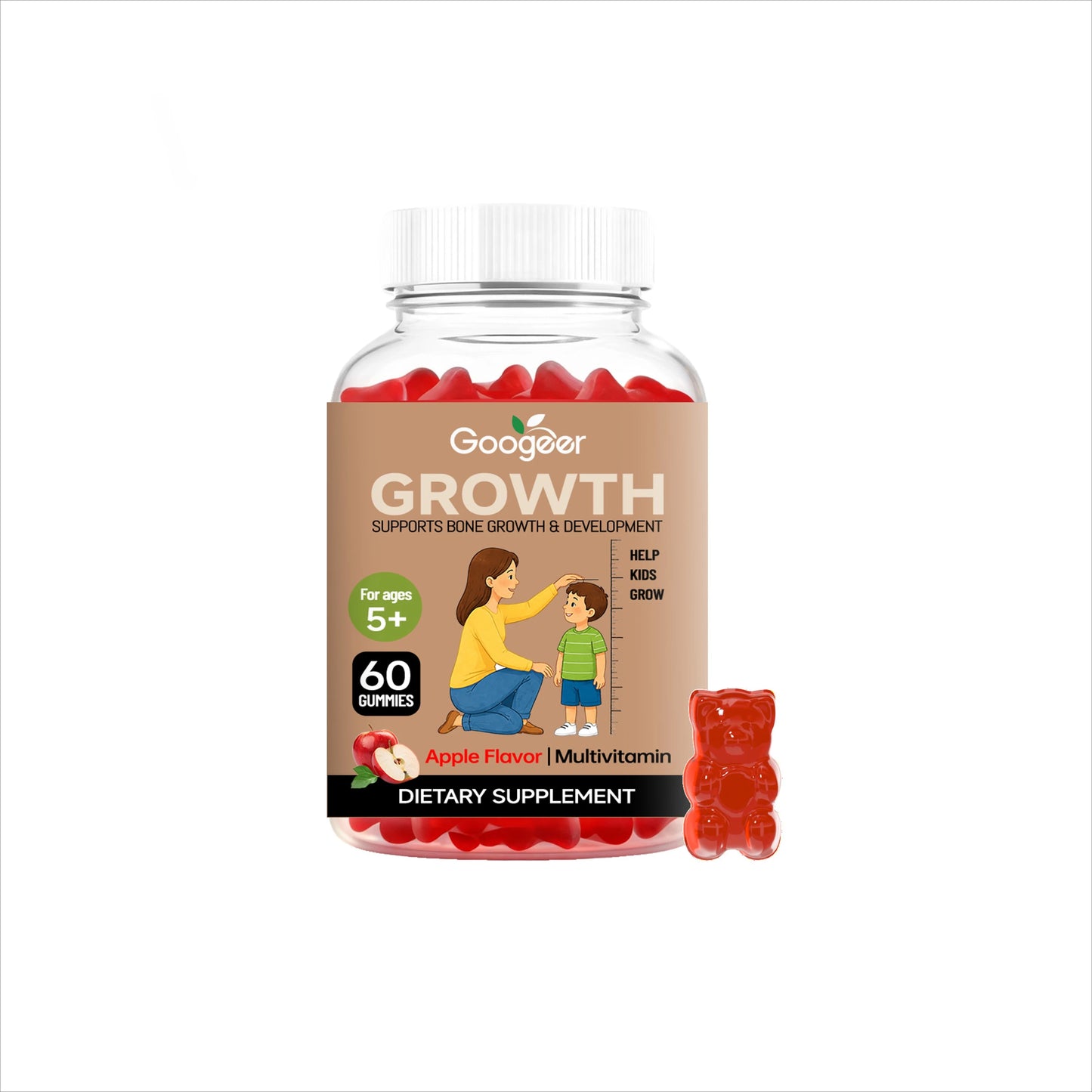 Kids Calcium D3 K Apple Gummies – 60ct Multivitamin for Children