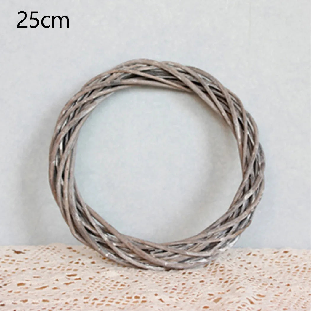 Christmas Rattan Ring Wreath Wicker Vine Garland Hanging Wedding Grey